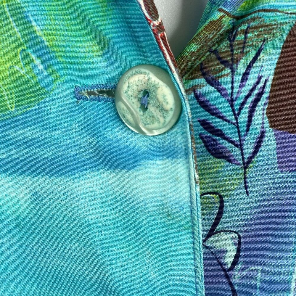 Vintage 90s Top 2X Coastal Venice Style Art To Wear Impressionist Shacket Travel - Picture 4 of 14